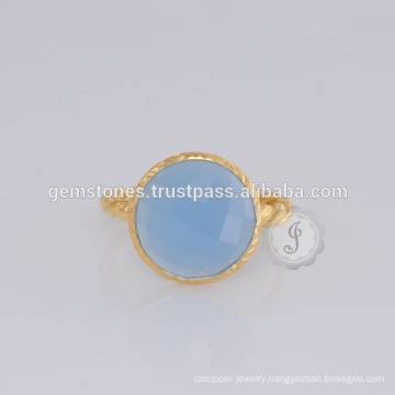 Handmade Blue Chalcedony Wedding 925 Sterling Silver Ring Jewelry